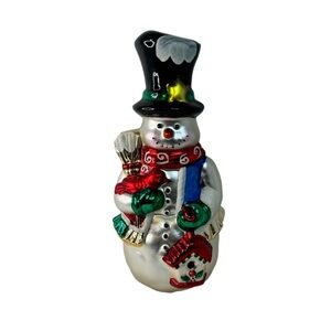 Mercury Glass 12” Snowman Hand Painted 3D Figure